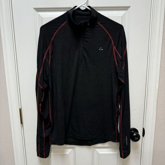 Paradox Mens Merino Wool Blend Base Layer Shirt Small 1/4 Zip Knit Black Red - Picture 1 of 8